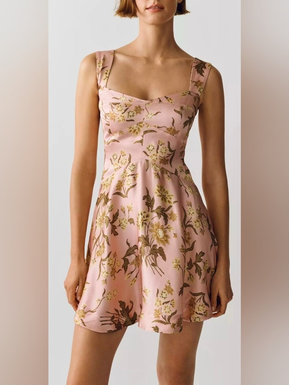 Anthropologie Pink Floral Mini Brunch Dress